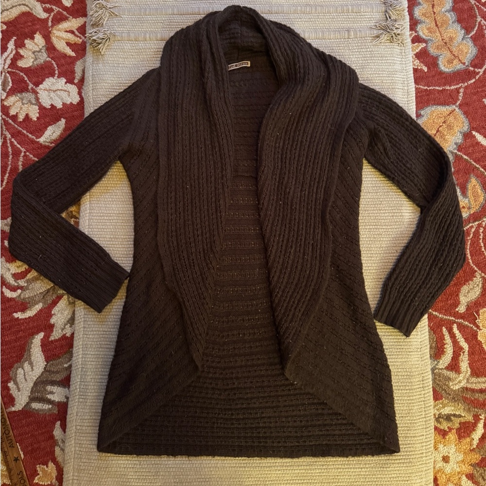 Alpaca shrug open cardigan sweater 💯 percent natural gorgeous chocolate brown